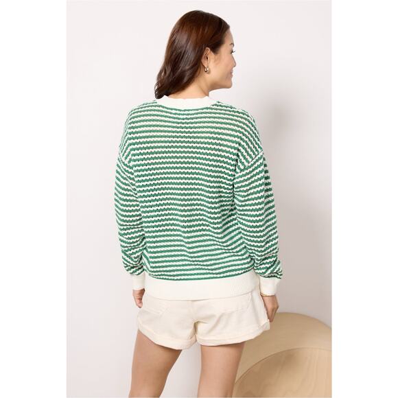 Spiritual Gangster Stone Jade Striped Pullover Crew Neck Sweater Size XS - Picture 6 of 12